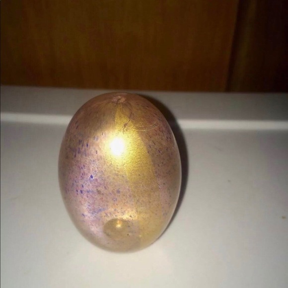 Randy Strong Glass Paperweight Gold w/Blue Flecks - Picture 11 of 16